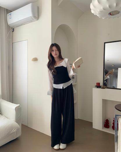 成熟恤衫假兩件上衣