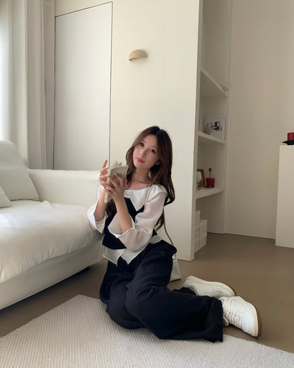 成熟恤衫假兩件上衣